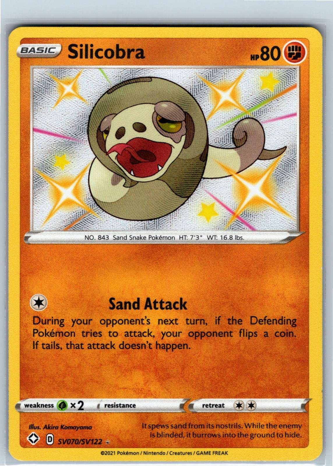Pokemon Card - Silicobra SV070/SV122 Shining Fates: Shiny Vault - NM