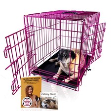 PET Expressions Luxury Colorful 24 Inch Foldable Dog Crate with 2 Doors  Fre...