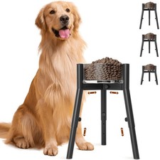 Dog Bowl Stand for Large Dogs Adjustable Width  Height Elevated Bowls for 7-...
