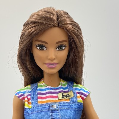 Barbie Brunette Brown Eyes  Denim Jumper~Make And Sell Boutique Doll Only B01