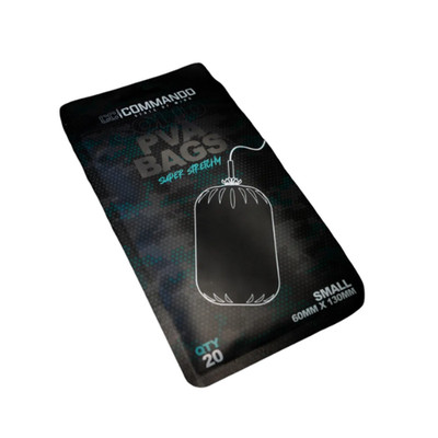 Commando Tackle Solid PVA Bags   All Sizes, Fast Melt Carp Fishing Bags