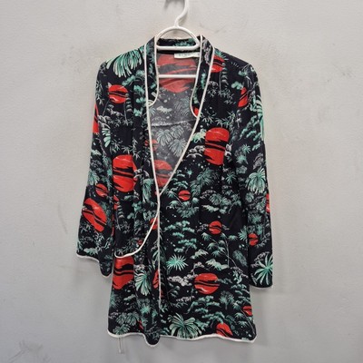 Rixo Iris grün orientalisch Himmel Kimono Ärmel Mini Wickelkleid Größe Small