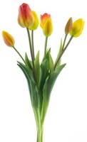 Artplants Kunst Tulpenstrauß Mix Lona, Gelb-Orange, 45Cm, Ø20Cm