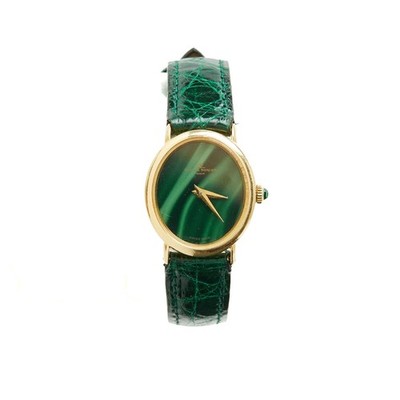 Baume & Mercier Montre Mecanique Or Malachite 70er Jahre Gelbgold Handaufzug Uhr