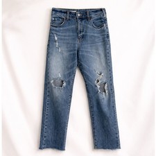 Anthropologie PILCRO The Vintage Straight Jeans Distressed Medium Wash Size 29
