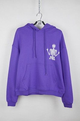Heaven Can Wait Hoodie - Oversized Skeleton Graphic Pullover - Size S