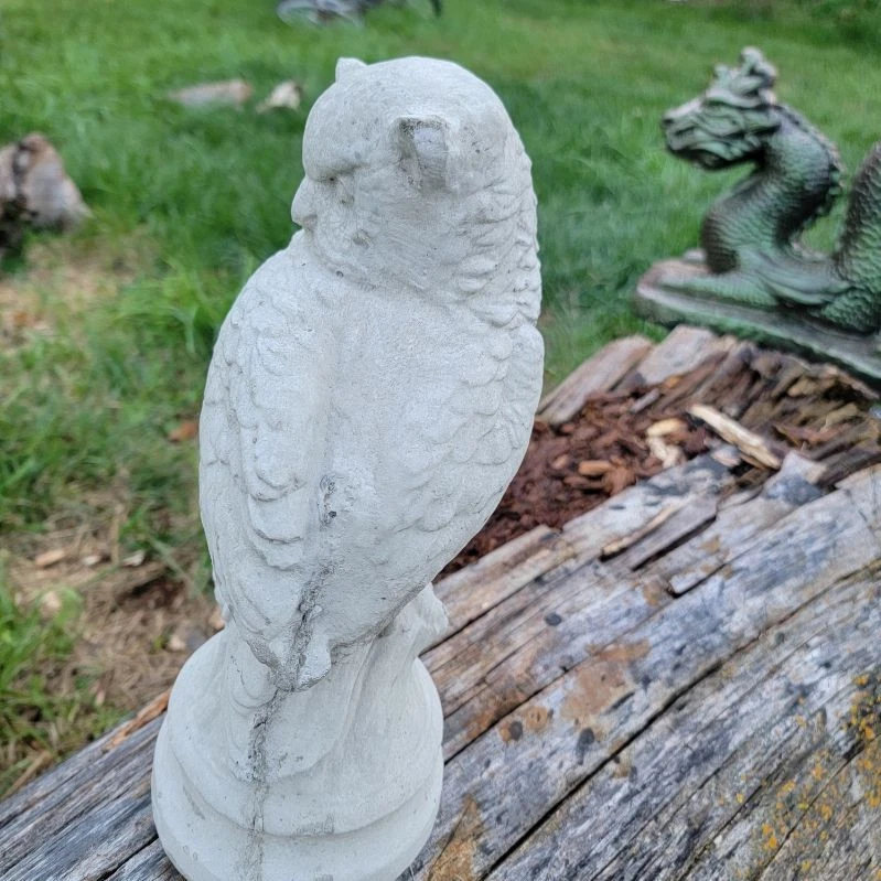Бетонная статуя совы 13 дюймов высокий наконечник - Изображение 4 из 4