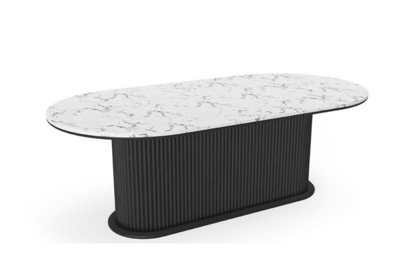 Esstisch Holz Esszimmertisch Modern Schwarz Ovaler Tisch MöBel Modern Neu-image