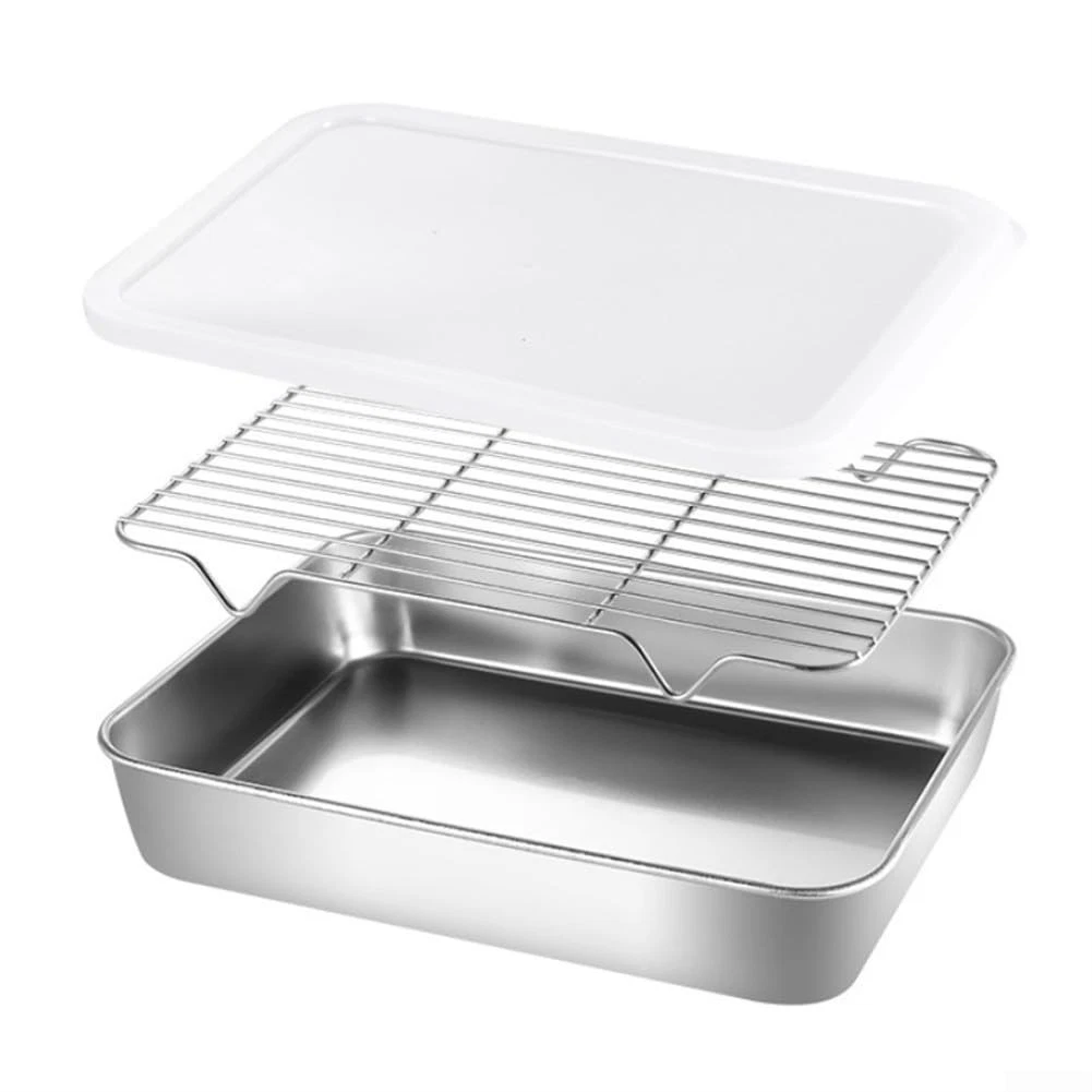 Baking With Wire Rack And Cover Set, Stainless Steel Baking Tray, Rust & Warp...
