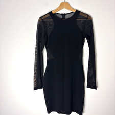 Missguided Dress Size S 8 Black Mini Bodycon Sheer Long Sleeves