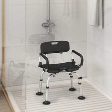 NNECW Non-Slip Shower Chair with U-Shaped Cutout-Black