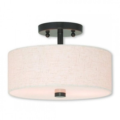 Livex Lighting 52133-92 11'' Drum Semi Flush Ceiling Light Bronze NEW