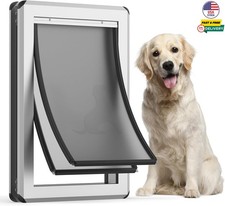 Large Dog Door Aluminum Frame Magnetic Flap Sliding Lock 100lb Breed Doggy Door