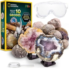 Premium Geodes Science Kit for Kids - Break Open 10 Crystals with Goggles
