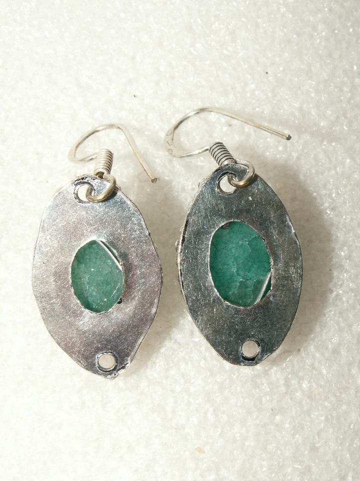 SMARAGD QUARZ Edelstein Ohrringe in Silberfassung pl. EINZIGARTIG/NEU! - Bild 3 von 3