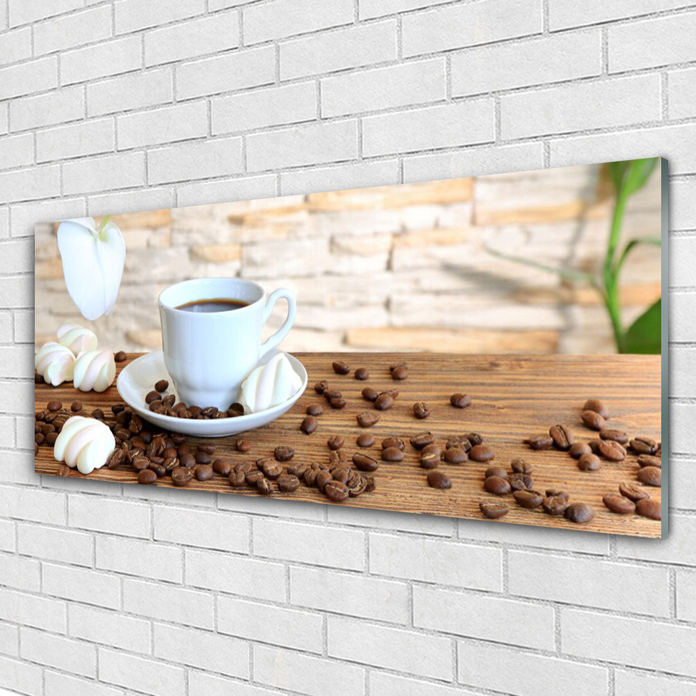 Tableau murale impression sous verre 125x50 cm style bistrot pour coin café cosy