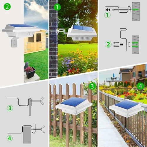 2 Pack Solar Gutter Lights 40LEDs Warm White Street light waterproof garden lamp - Picture 7 of 12