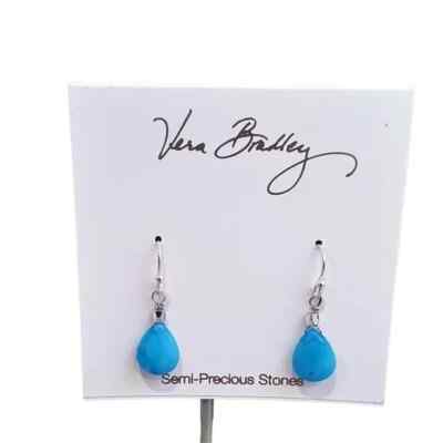 Vera Bradley Women's Semi Precious Blue Silver Plated Earrings NWT MSRP $34