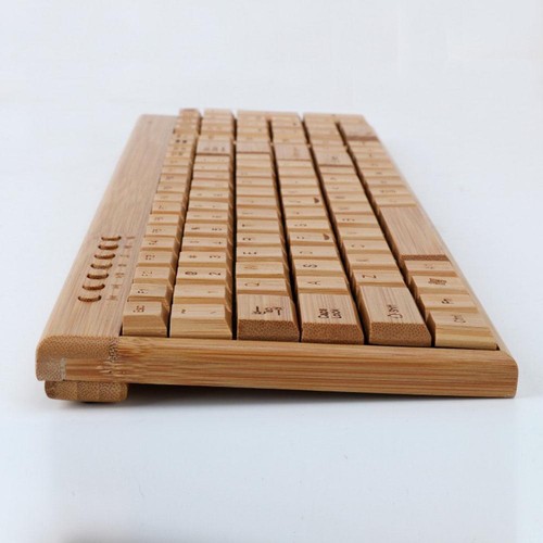 Keyboard Bamboo Mouse Wireless Wooden Combo Set Natural Devices Environment U1N - Afbeelding 9 van 18