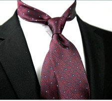 New Classic Polka Dot Red Blue White JACQUARD WOVEN 100 Silk Men's Necktie Tie