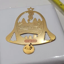 Vintage Conoco Christmas Ornament 1997 Gold Tone Metal Holiday Tree Décor