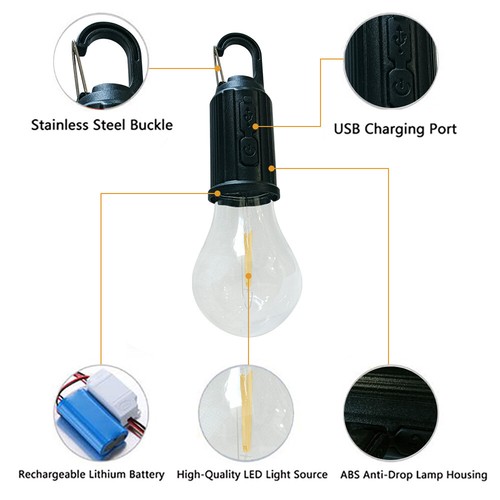 4x USB LED Camping Tent Light Bulb Fishing Lantern Outdoor Portable Hanging Lamp - Picture 10 of 11