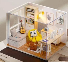 DIY dollhouse kit miniature Sunshine Study Room Tools Light Cover Christmas Gift