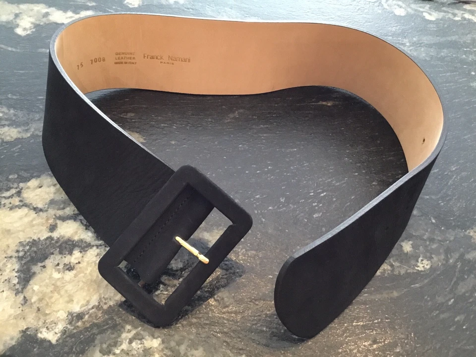 Superbe Ceinture Daim Noir Franck Namani 75 Jamais Porté - Photo 3/4