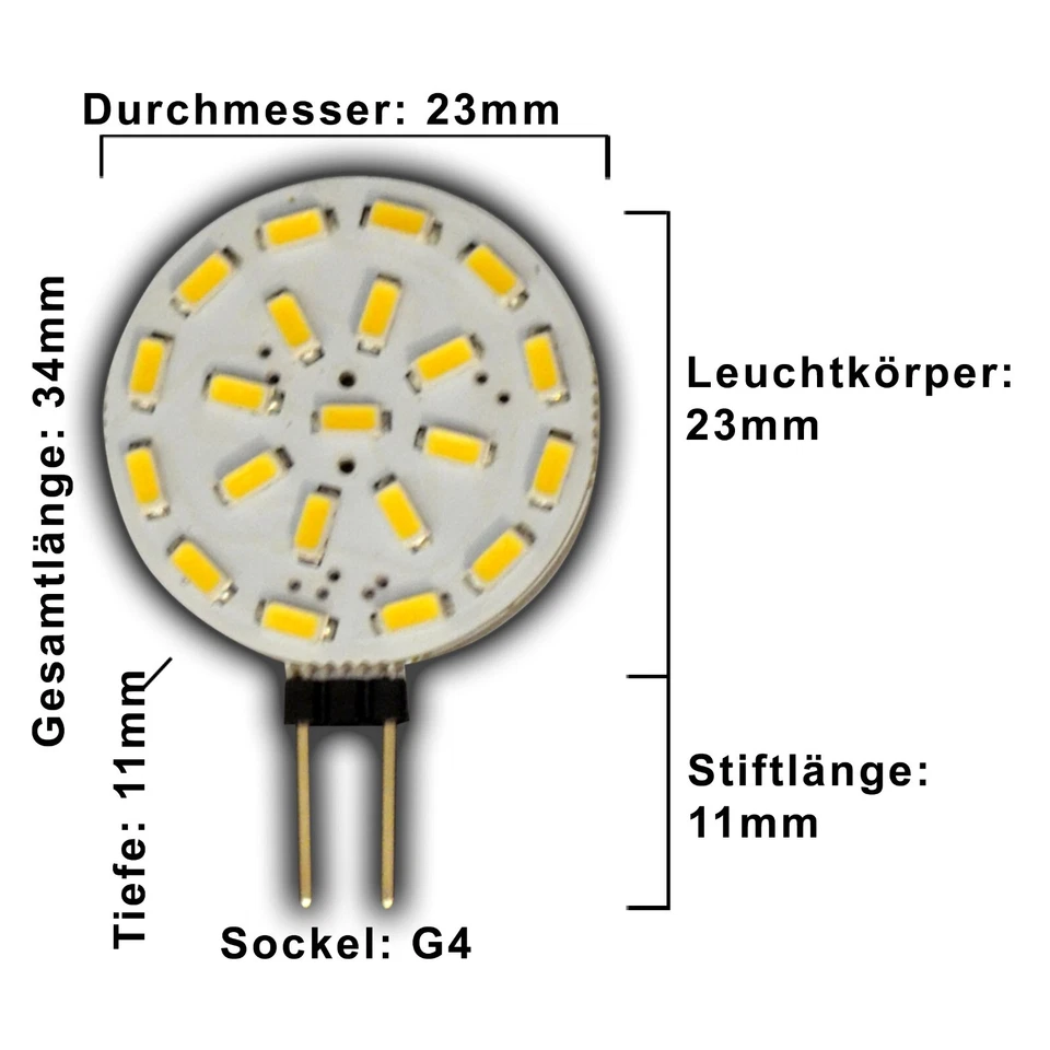 3x G4 1,4 Watt 12V AC/DC dimmbar warmweiß LED Leuchtmittel Scheibe flach rund - Bild 2 von 4