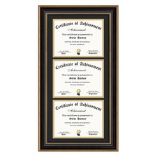 Triple Diploma Frames for (3) 8.5x11 Certificates/Documents/Degree with Mat