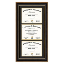 Triple Diploma Frames for (3) 8.5x11 Certificates/Documents/Degree with Mat