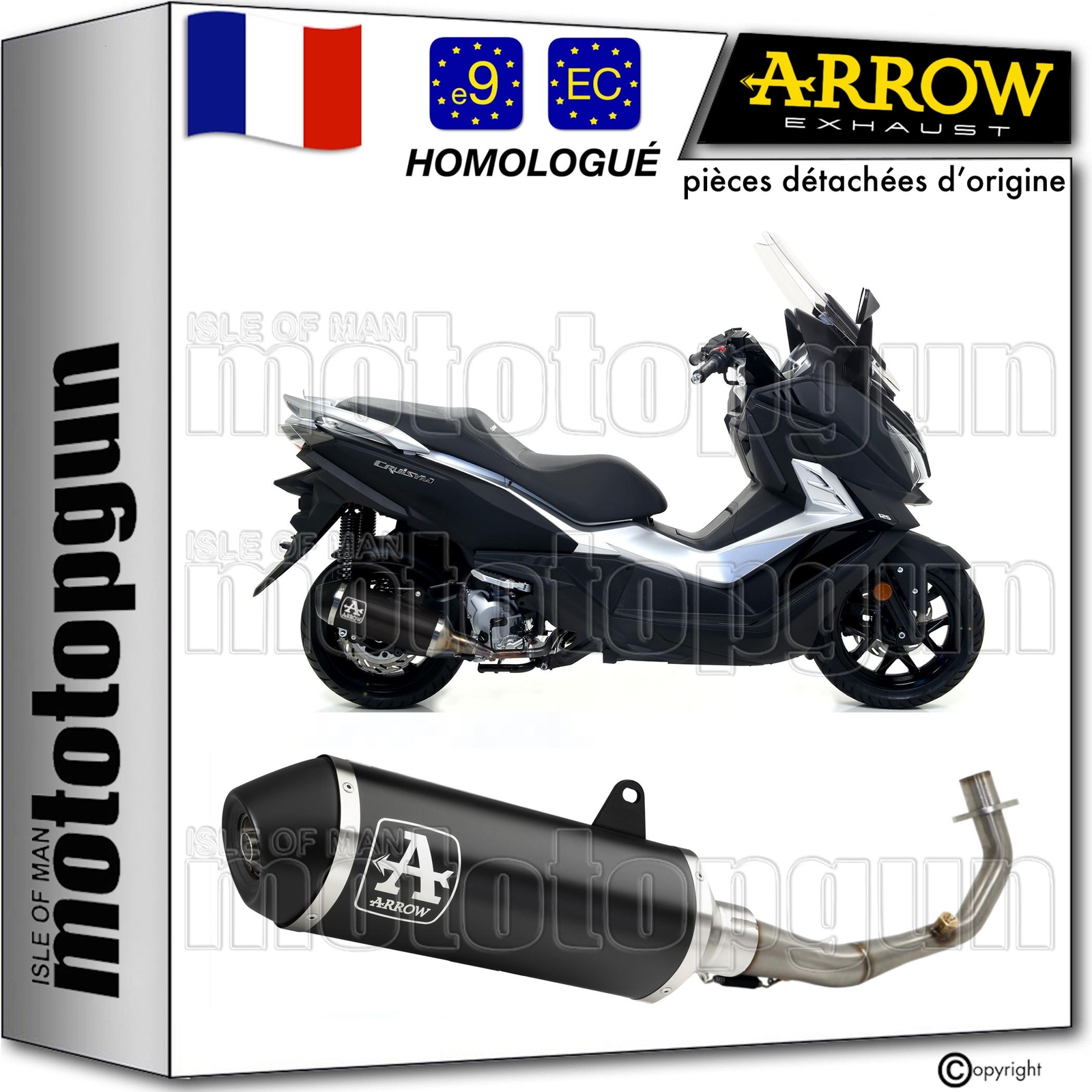 Silencieux Arrow Urban noir pour Sym Cruisym 300 idéal pour trajets urbains quotidiens