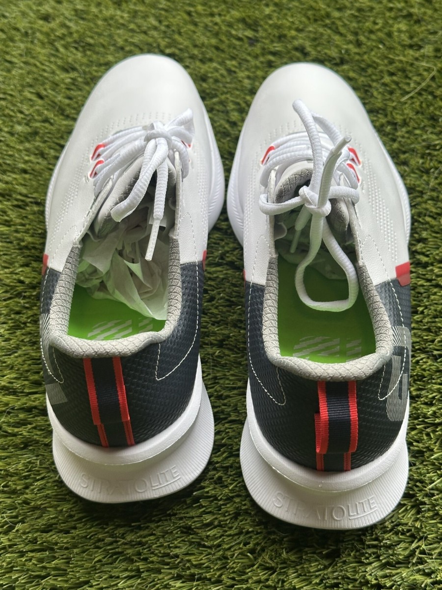 FootJoy FJ Fuel Golf Shoes White/Blue Fog/Red #55441- 9 Medium