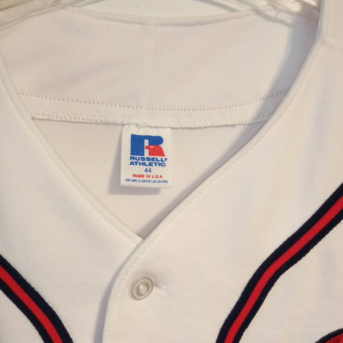 Atlanta Braves Jersey sz 44 Russell Athletic Diamond White