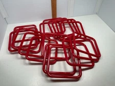 18 - 6" Red Square Marbella Plastic Macrame Craft Handbag Purse Handles Red