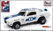 Auto World Trans AM Racing Jim Hall '70 Chevrolet Camaro #1 Also Fits AW SC362