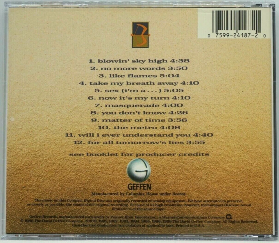 Berlin : Best of Berlin 1979 -1988 CD Album - Take My Breath Away - VERY HTF - Image 2 of 3