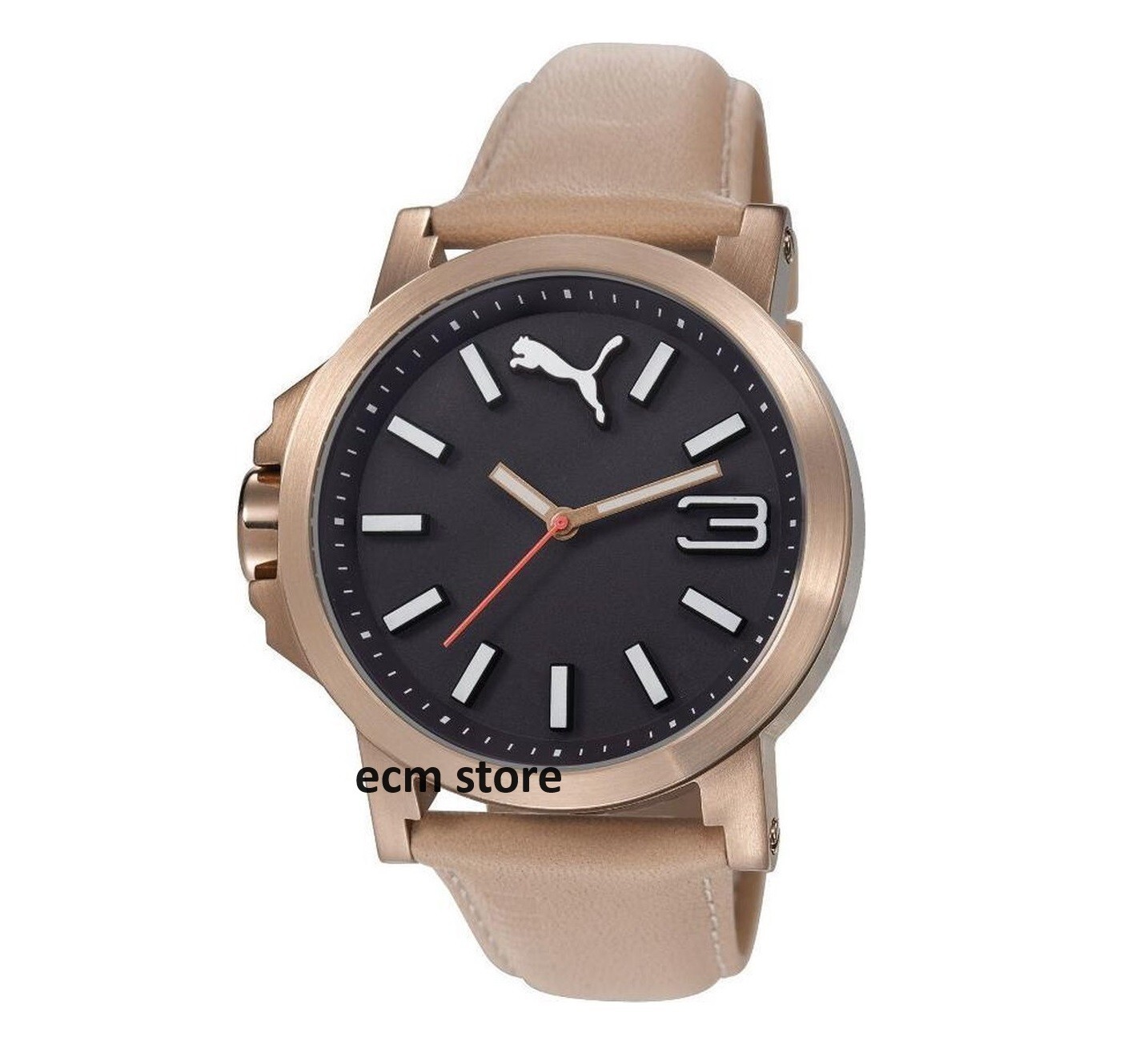 Montre Puma PU103462005 Beige Grand Cadran Étanche avec Couronne à Gauche