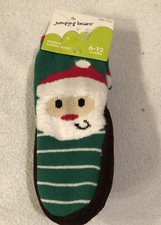 NEW Jumping Beans Slipper Socks Santa Christmas 6-12 Months Infant Baby Non-Slip