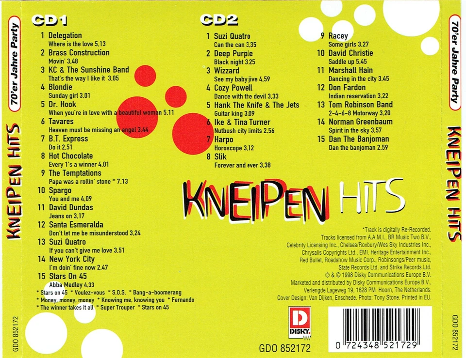 (2CD's) Kneipen Hits - 70er Jahre Party - Racey, Harpo, Stars On 45, Deep Purple - Bild 2 von 2