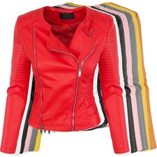 Designer Damen Kunstleder Jacke Übergangs Jacke Bikerjacke leicht S-XL NEU D-392