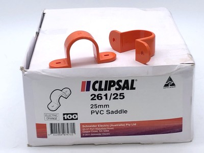 Clipsal 261/25 Saddle Screwed Lock Rings 25mm PVC Series 261 Orange  x100 pcs