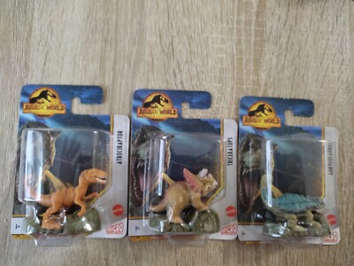 Jurassic World Micro Collection Mattel Atrociraptor Triceratops Ankylosaurus