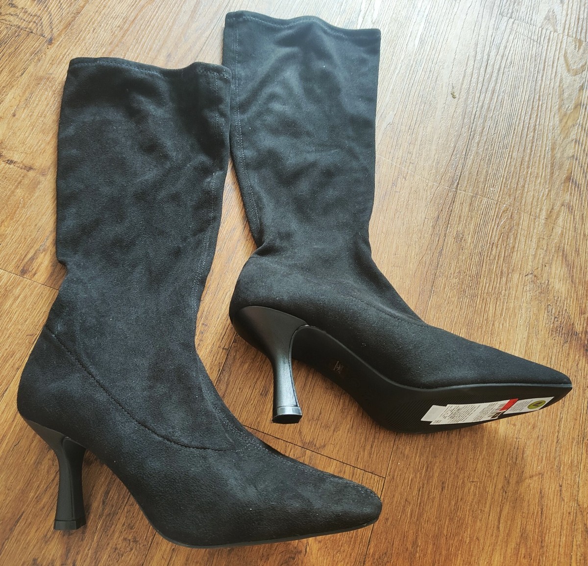 M&S Stiletto Heel Square Toe Knee High Boots UK