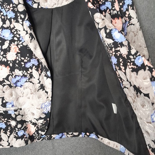 JEANS WEST Womens open jacket Size 10 black grey blue floral 3/4 sleeves casual - Picture 9 of 18