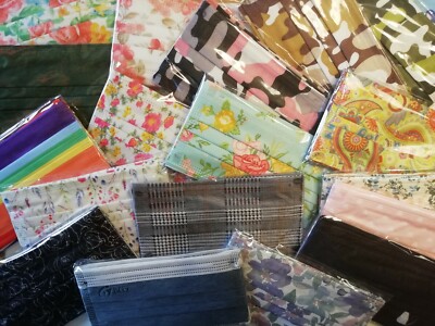 5/10 Stück Mundschutz Einweg- OP -Masken 3-lagig Vlies bunt farbig - 59 Dessins