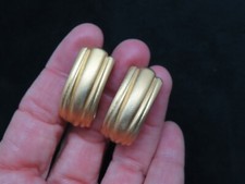 Vintage 1990's Matte Gold Tone Hoop Clip Oversize Earrings