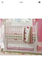 Pottery Barn Penelope Crib Bedding Set Pink Green 5 Pieces