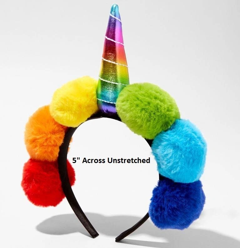 Diadema Arco Iris Unicornio Cuerno Pom Pom 6 Colores Niñas Adolescentes Mujer NUEVA Claire's Foto 3 de 3