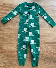 Hanna Andersson Sleeper Sz 80 18 24 mos EUC Green Grogu Baby Yoda Organic